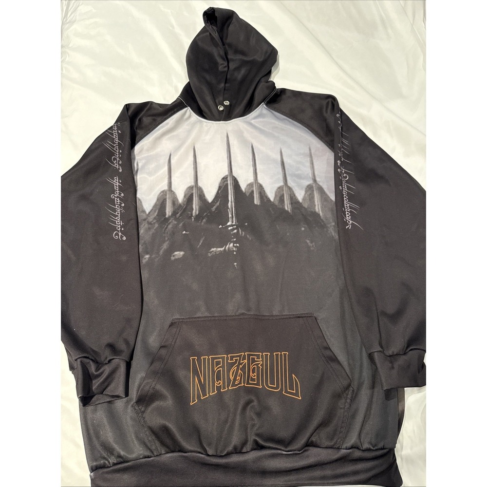Lord Of The Rings Nazgûl Hogan Hoodie AOP Size Large Black Grey Orange Collector